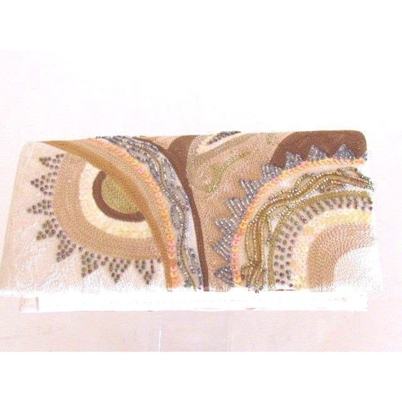 Women'Handbags FRANCHI MULTI COLOR CLUTCH/ GOLD TONE CHAIN SHOULDER STRAP - Picture 10 of 13